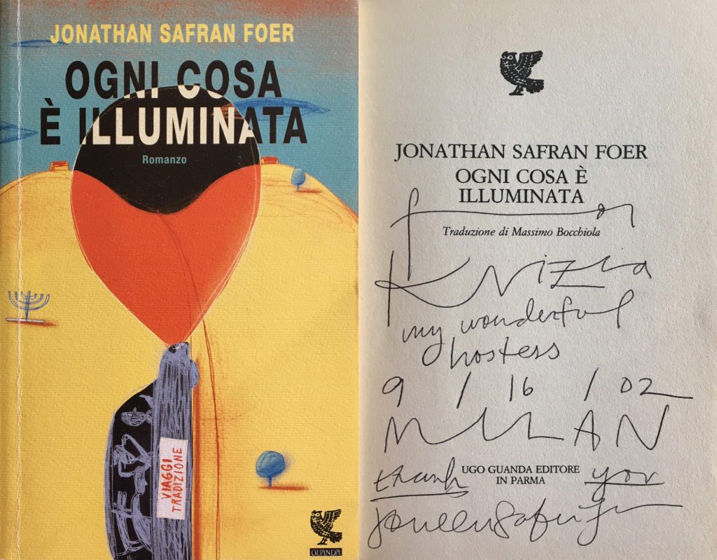 Libro "Ogni cosa è illuminata" di Jonathan S. Foer con dedica a Krizia