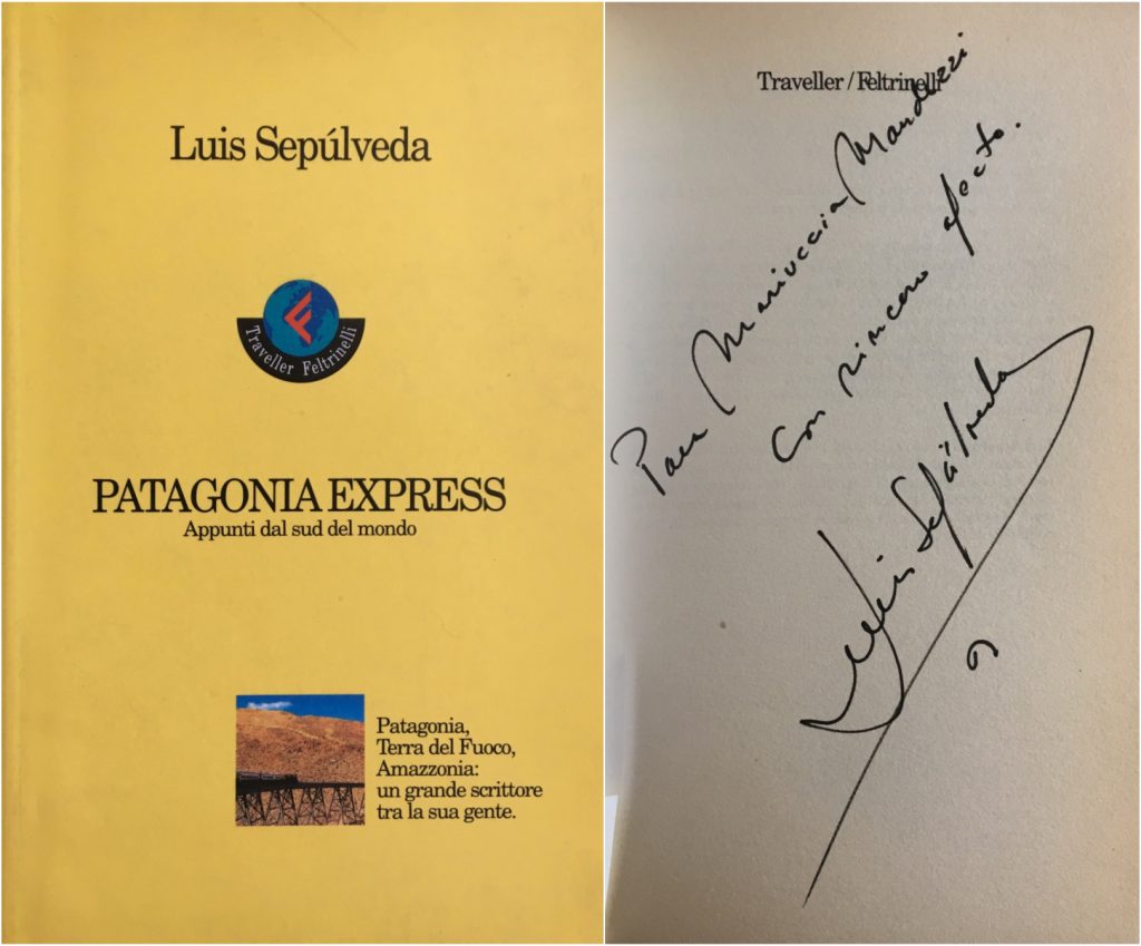 Libro "Patagonia express" di Luis Sepùlveda con dedica a Krizia