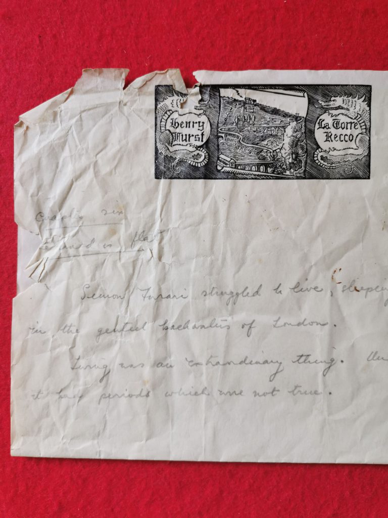 Carta intestata con l'immagine della Torre Recco, dove viveva la coppia