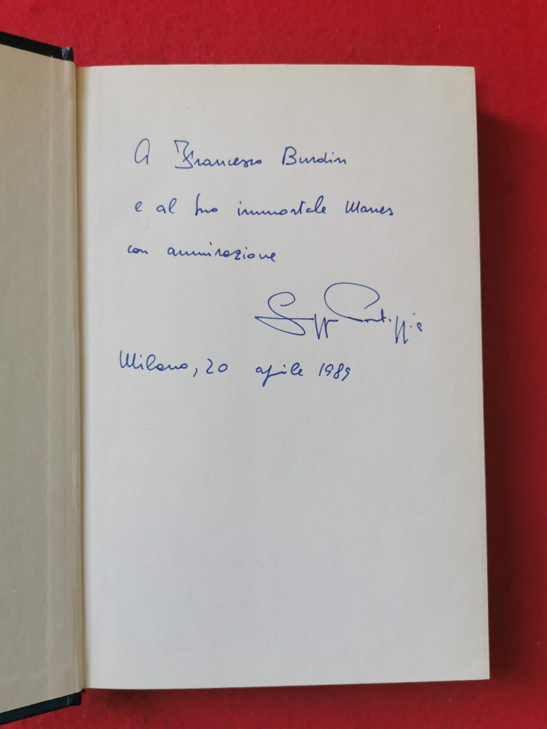 Libro "La grande sera" di Giuseppe Pontiggia con dedica a Francesco Burdin